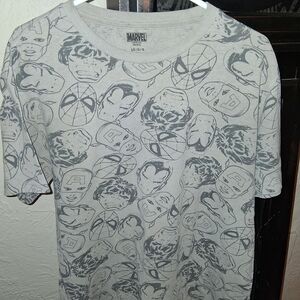 Marvel Gray Character Faces Men's T-Shirt